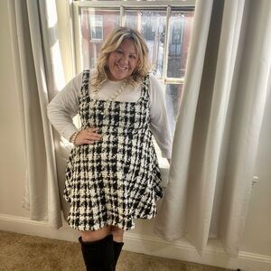 Eloquii Black and White Textured Dress